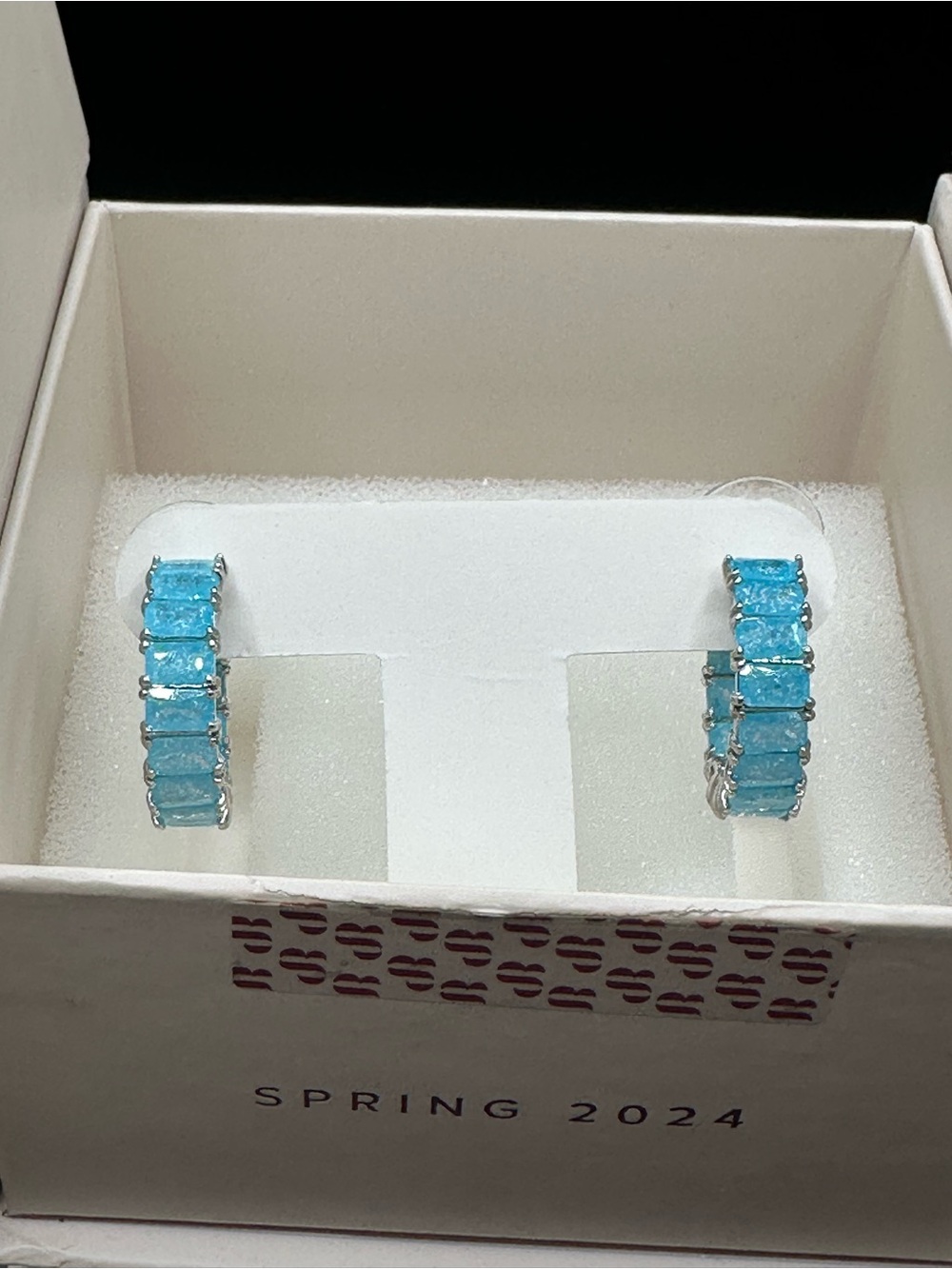 Simply Hoops, The Analise Mini, RBP7108, Aquamarine Ice Crystal, rhodium plating